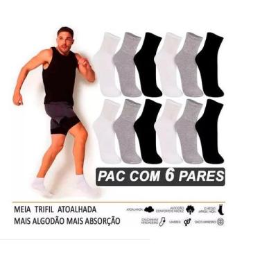 Imagem de Kit 6 Pares Meias Cano Médio Esportivas veste 35-38 Trifil 8720, Mescl