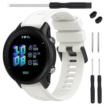 Imagem de TopPerfekt Pulseira compatível com Garmin Forerunner 955 - pulseira de silicone macio de substituição para relógio inteligente 955 para mulheres e homens, branca