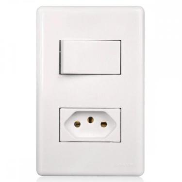 Imagem de Conjunto Steck Linha Stella Com Placa 1 Simples + 1 Tomada 2P+T. 10A. 