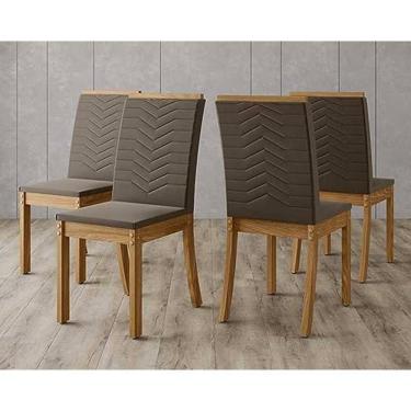 Imagem de Kit 4 Cadeiras de Cozinha Isa 4 Un Nature/Suede Marrom - Henn