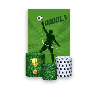 Imagem de Painel De Festa Vertical 1,50 x 2,20 + Trio De Capas Cilindro - Futebo