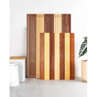 Imagem de Kit Tabua Carne 42cm Grande + Tabua Frios 30cm Madeira Pinus - Móveis 