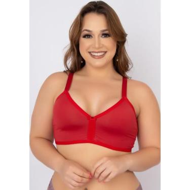 Imagem de Sutiã Plus Size Poliamida Sem Bojo Alça Reforçada - WLS Modas, G, Verm
