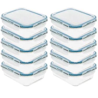 Imagem de Kit 10 Pote de Vidro com Tampa Hermética 640ml 17,5x13x5,6 - Bene Casa