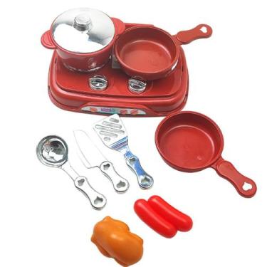 Imagem de Cozinha Infantil Fogão Panelas Brinquedo Cor Vermelho - Zuca Toys