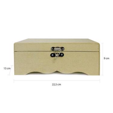 Imagem de Caixa Trabalhada com Fecho e Dobradiças - Mdf Madeira Crua - Tamanho: 