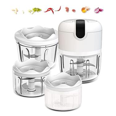 Imagem de Pogeair Mini cortador de alimentos sem fio branco, 3 xícaras, pequeno processador de alimentos para alho, nozes, carne (100 + 250 + 350 ml)