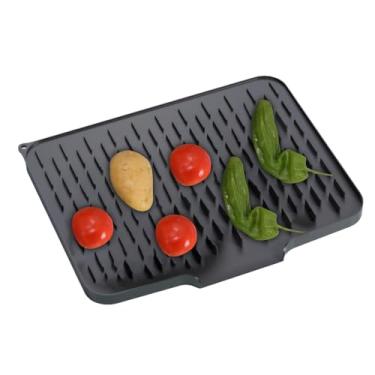 Imagem de Almofada de drenagem de cozinha, tapete escorredor de pratos de silicone - Tapete de balcão com isolamento de cozinha - Almofada de drenagem de design de desvio de água inclinada para restaurante, hot