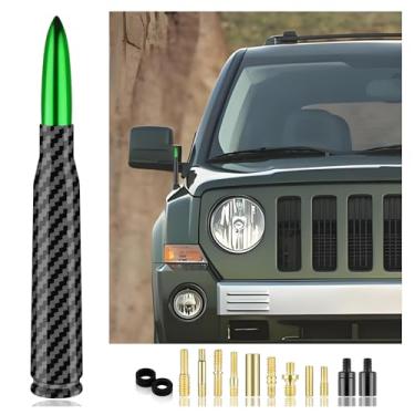 Imagem de Antena Bullet de carro com 13 acessórios de substituição de antena de carro, decoração de antena de caminhão compatível com Chevrolet Dodge Toyota GMC Jeep Ford (verde)