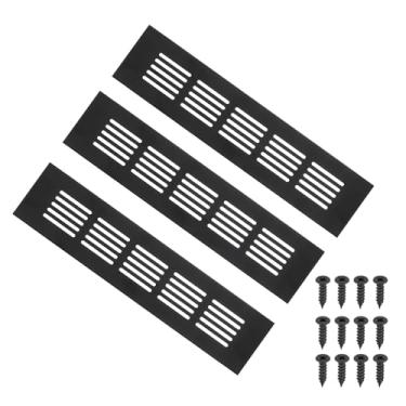 Imagem de PATIKIL Tampa de ventilação de porta de 22 x 5 cm, 3 peças de cobertura de ventilação de grade de alumínio com parafusos de montagem para porta de guarda-roupa de armário, preta