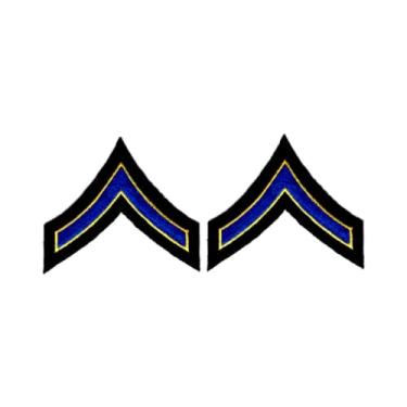 Imagem de Adesivos de uniforme - Azul royal/médio dourado Chevron remendos na parte traseira preta para aplicação da lei, xerife, polícia, segurança - 8,9 cm de largura - listras privadas - emblema policial