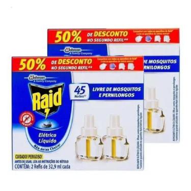 Imagem de 4 Unidades De Repelente Raid Líquido Refis De 32,9ml Cada, 32,9ml