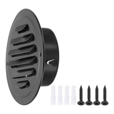 Imagem de PATIKIL Tampa de saída de ar redonda de 7,6 cm, aço inoxidável com venezianas de entrada de parede, tela de grade para dutos de malha, ventilação de soffit com parafusos para ventilação, preto