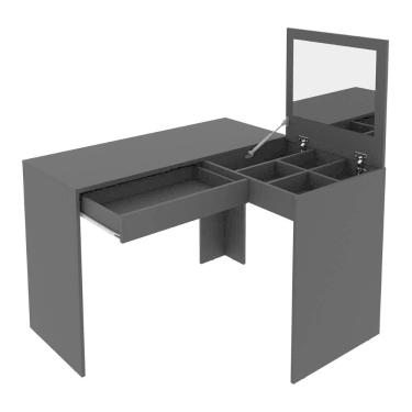 Imagem de Penteadeira/escrivaninha De Canto 110cm Com Espelho E 1 Gaveta Multimóveis Cr25279 Preto