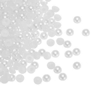 Imagem de HARFINGTON 300 peças de pérolas planas de 6 mm de plástico ABS meia cúpula imitação de pérolas de artesanato para bricolage artesanato sapatos decorações roupas casamento Natal molduras para fotos,