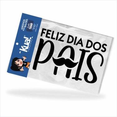 Imagem de 10 Adesivos Feliz Dia dos Pais para Balão 18"  19x14cm - kual, Preto