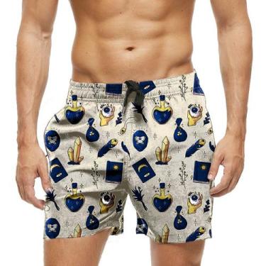 Imagem de Short Praia Shorts Banho Bermuda Verão Cristal Poção Dourado Cartoon 9