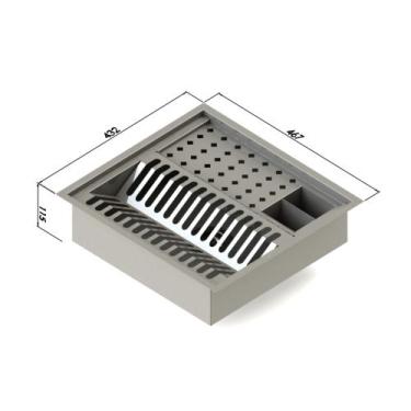 Imagem de Calha úmida quadrada em inox 304  - KOGMA, 4kg, 11,5(A)X43,2(L)X46,7(P