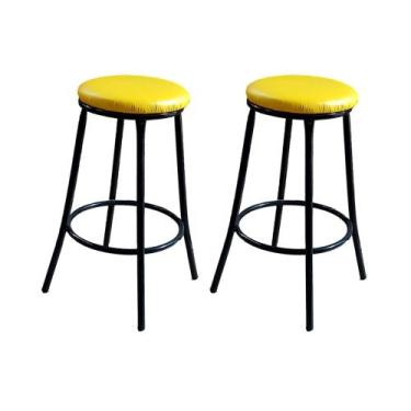 Imagem de Kit 2 Banco com 60 cm Altura sem Encosto P/ Cozinha Mesa estrutura Pre