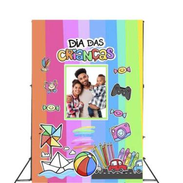Imagem de Painel Fundo Interativo Vazado Fotos Dia das Crianças Brinquedo Tecido
