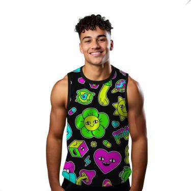 Imagem de Camiseta Regata Verão Estilo Moda Praia Art Funny Flores Face 901 - SM