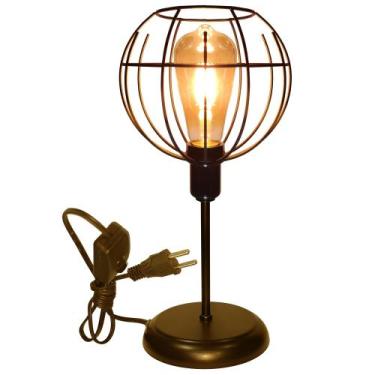 Imagem de Luminária Mesa Abajur Clássico Aramado Spider Preto P/LED - CM GLASS -