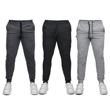 Imagem de Kit 3 calça masculina de algodão - GBR, Cinza, G