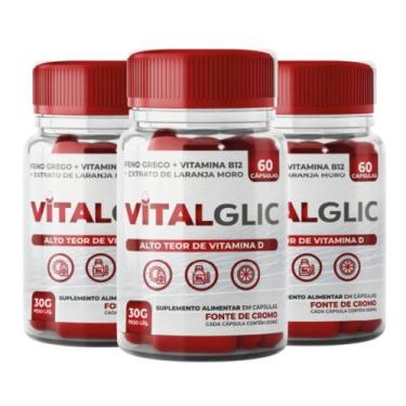 Imagem de 03 VitalGlic Suplemento Alimentar 180 Cápsulas - Original - Bolha Vita