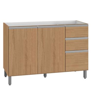 Imagem de Balcão 3 Portas 2 Gavetas sem Tampo Evidence Poliman Móveis Carvalho