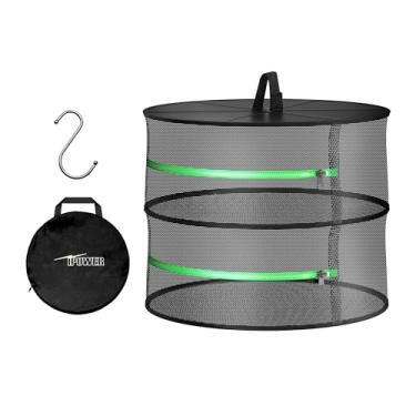 Imagem de iPower Escorredor de ervas com 2 camadas de malha suspensa com zíperes para plantas hidropônicas, sementes e brotos em tendas de cultivo, armários e ambientes externos