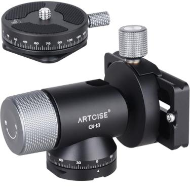 Imagem de ARTCISE Cabeça de gimbal monopé, cabeça inclinável de gimbal lateral CNC totalmente de metal com placa de liberação rápida Arca Swiss e placa QR panorâmica tipo Arca de 360°, ideal para lentes