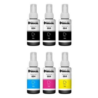 Imagem de KIT 06 tintas T664 para epson compatível com impressora L575, L1300, L