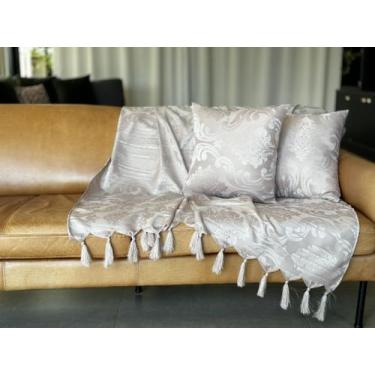 Imagem de Manta Xale Para Sofá 4,00 X 1,40 Tecido Jacquard com Franja  Decorame 