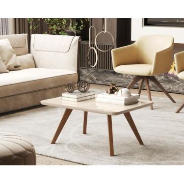 Imagem de Mesa De Centro Sala  Retangular Retro Pes Madeira - MOVEIS DECOR, OFF-