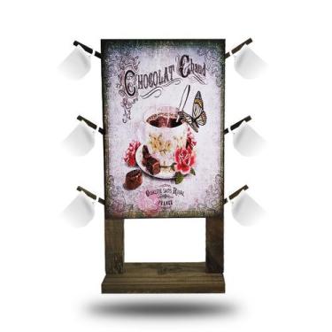 Imagem de Porta 6 XÍCaras Chocolat Chaud 41,5x20 Madeira Pinus - ATACADÃO DO ART