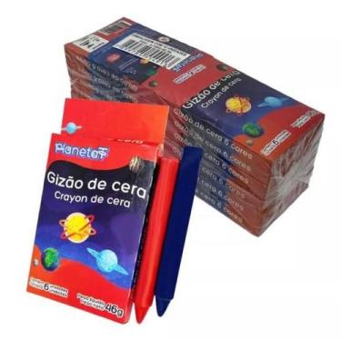 Imagem de 12cx Giz de Cera  Gizão Grosso 12 Cores Giz Escolar Material Volta as 