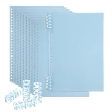 Imagem de PATIKIL Pacote com 12 capas de encadernação, B5 (10,3 x 7,2 polegadas) 22 mil capas de caderno de plástico com pente de encadernação para apresentação de relatório de livro, azul claro
