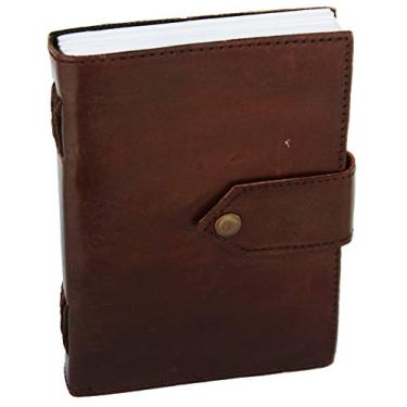 Imagem de Caderno diário de couro feito à mão – bloco de notas para caderno diário com caderno pessoal de couro genuíno para homens e mulheres, Touch Button