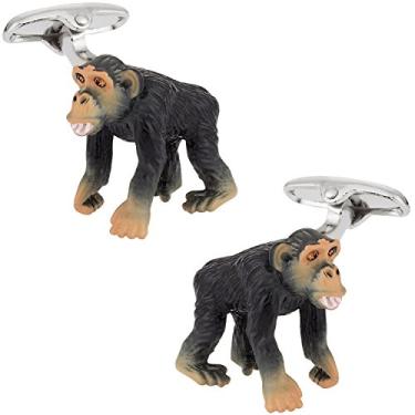 Imagem de Abotoaduras Safari Cuff-Daddy Monkey pintadas à mão com caixa de apresentação