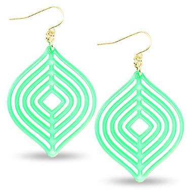 Imagem de ZENZII Brincos de acrílico de resina em camadas de folha com pingente de ouro para mulheres e meninas, Resina Acrílico Latão Resina acetato acrílico latão