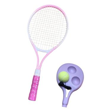 Imagem de Colaxi Treinador de tênis rebote bola tênis rebounder conjunto auto prática raquete de tênis 21 polegada para parque, Rosa