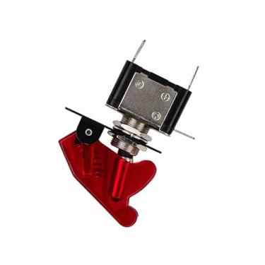 Imagem de Interruptor de Balancim Automotivo da Luz de Névoa da Abóbada, Interruptor de Ligar/desligar de 12v 20a Spst Com Tampa Vermelha do Diodo Emissor de Luz