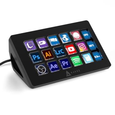 Imagem de A.JAZZ AKP153 Stream Studio Controller Stream Deck-Type-c com 15 teclas de LCD macro e 1 suporte destacável de tela lateral para várias ações acionadas no aplicativo WIN MAC Twitter TikTok YouTube OBS