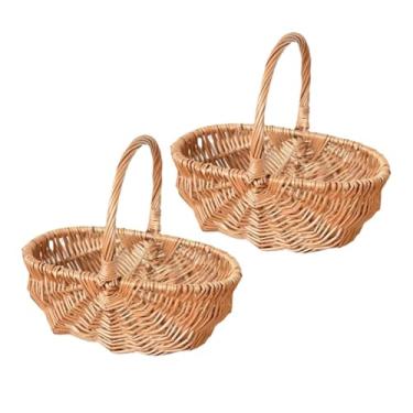 Imagem de Ioensy 2 cestas de vime decorativas, organizadoras, cestas de armazenamento de tecido, cestas de frutas para prateleiras, jardim, sala de jantar, acampamento