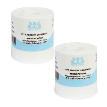 Imagem de Kit 2 Fita Microporosa Cirúrgica Branca 5cm X 10m - Wiltex