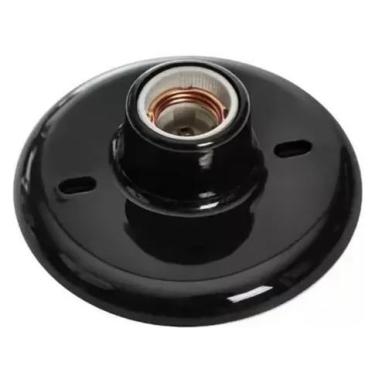 Imagem de Plafon Redondo com Bocal E27 de Porcelana - Luzon, Preto