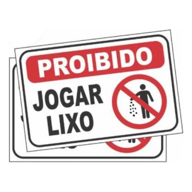 Imagem de 2 Placas Proibido Jogar Lixo Sinalização E Aviso 30x20cm - Royal Art
