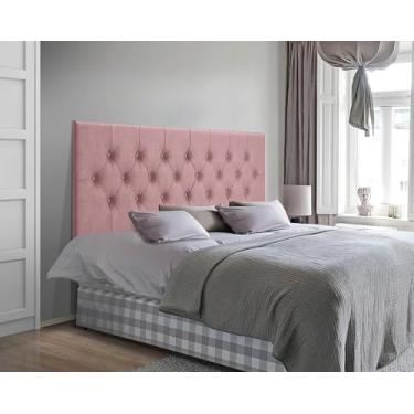 Imagem de Cabeceira Estofada Captonê Suspensa Para Cama Box Casal 1,40 Suede (Rosa)