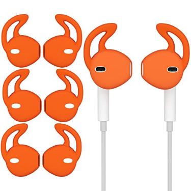 Imagem de Gel de ouvido para Apple iPhone, capa de fone de ouvido antiderrapante, silicone macio, substituição de pontas de fone de ouvido esportivo para iPhone 7/6S/6 Plus/5S/5C/5 pares confortáveis, Laranja