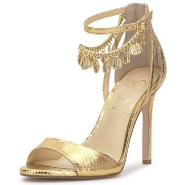 Imagem de Jessica Simpson Sandália feminina de salto Jetser, Cobra metálica dourada, 38